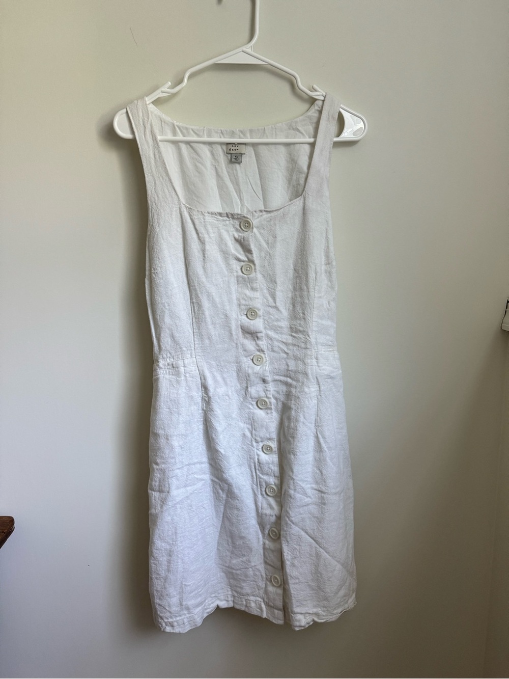 White Linen Blend Dress